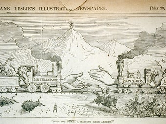 The railroad unites the East and West Coasts, 1869