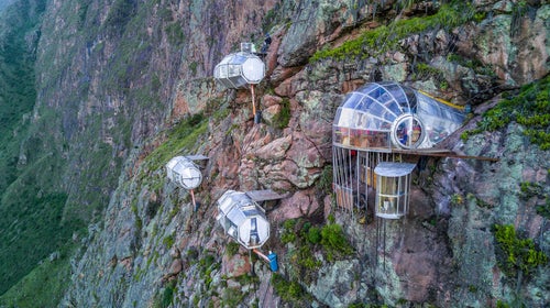 Skylodge cliffside units Peru