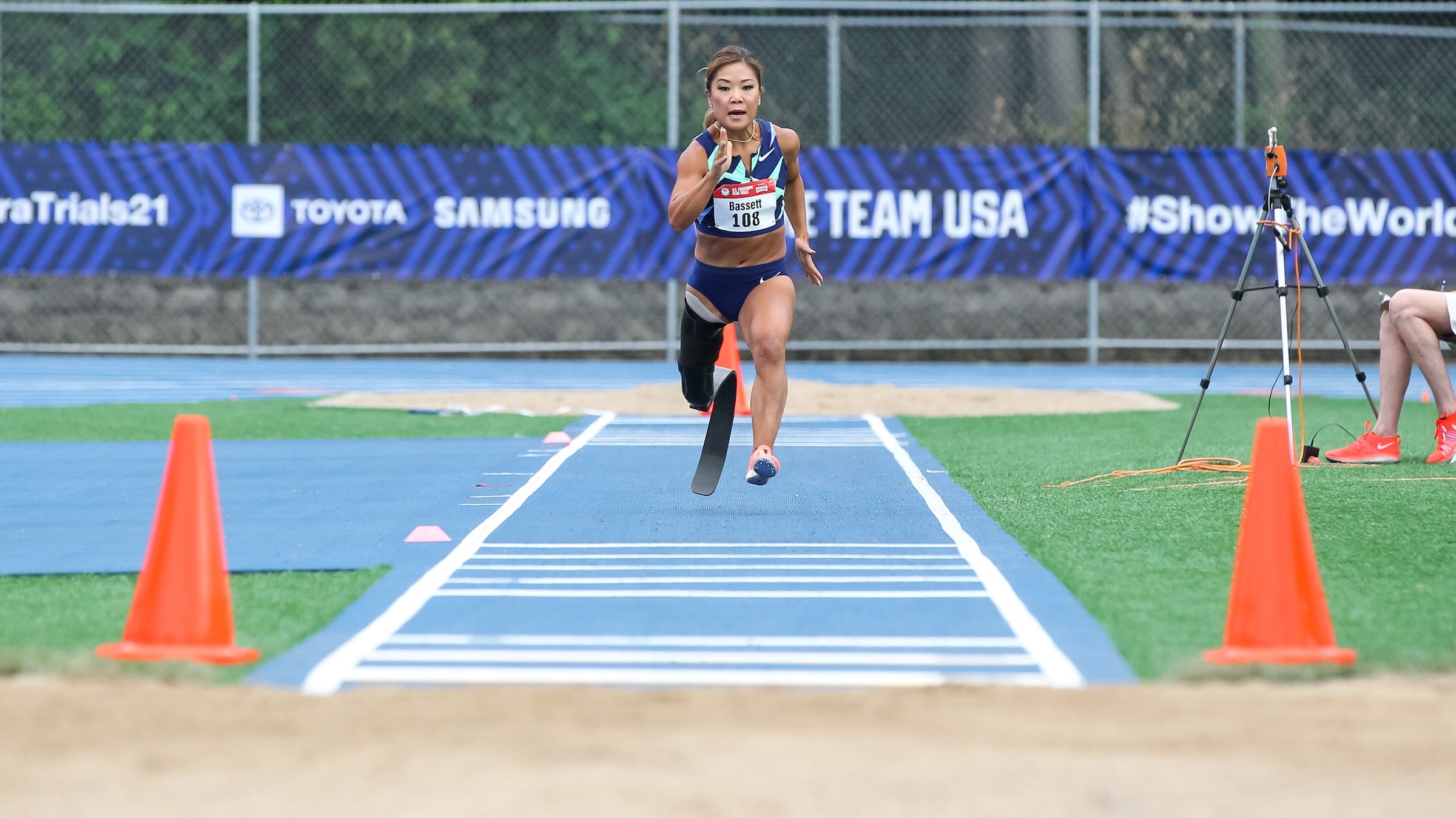 Scout Bassett competes in the Women's Long Jump final during the 2021 U.S. Paralympic Trials on June 17, 2021, in Minneapolis, Minnesota.