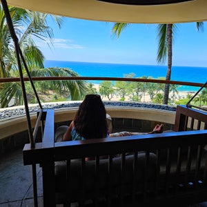 White sand beach and resort at Westin Hapuna Beach Resort, Big Island, Hawaii