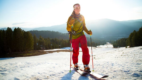 Backcountry skier wearing layers