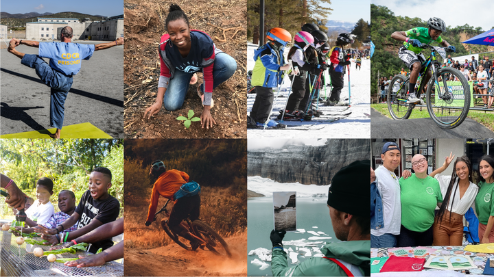 Grid of photos of people outside