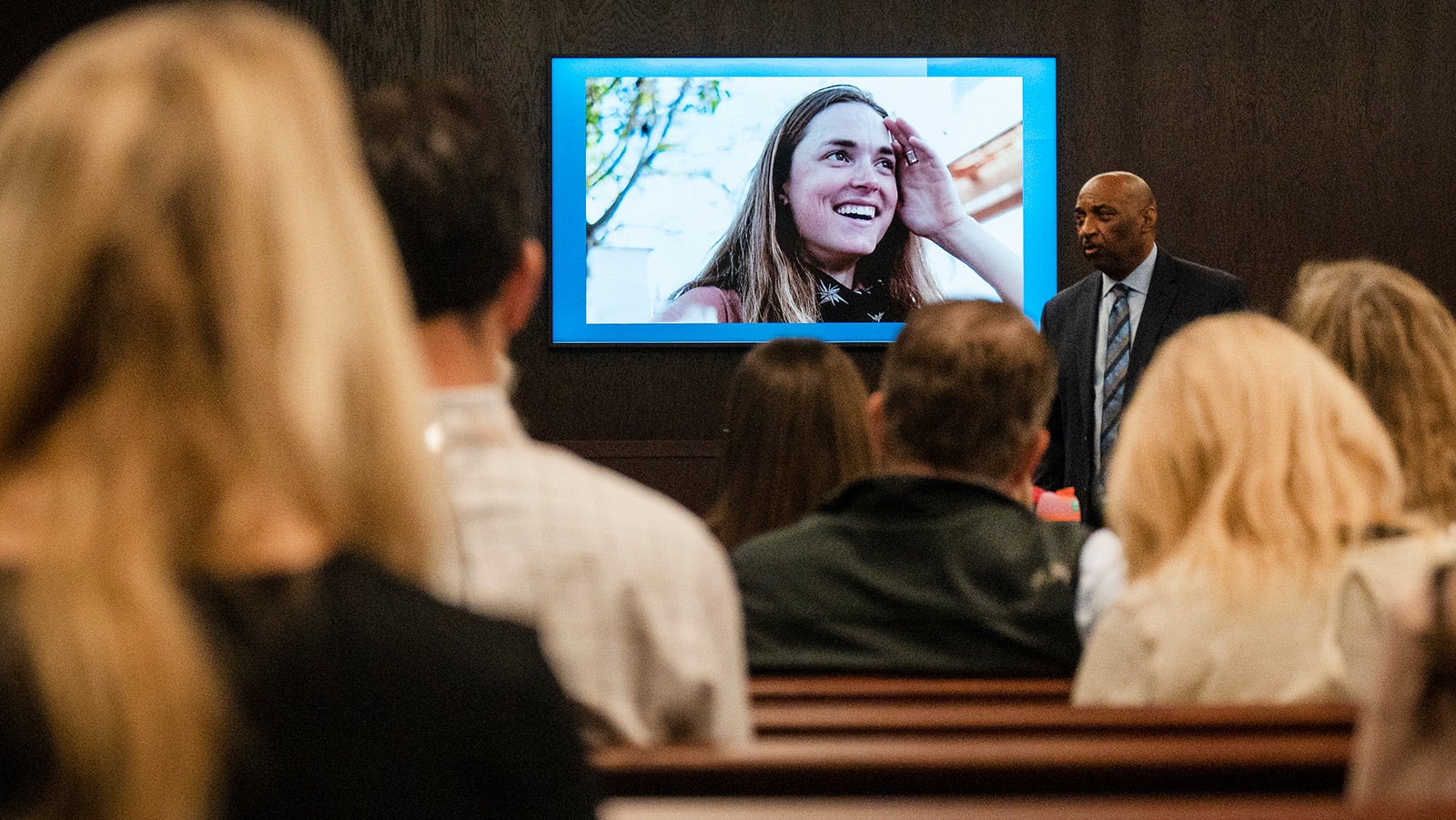 A photo of Moriah Wilson is shown during the murder trial of Kaitlin Armstrong.