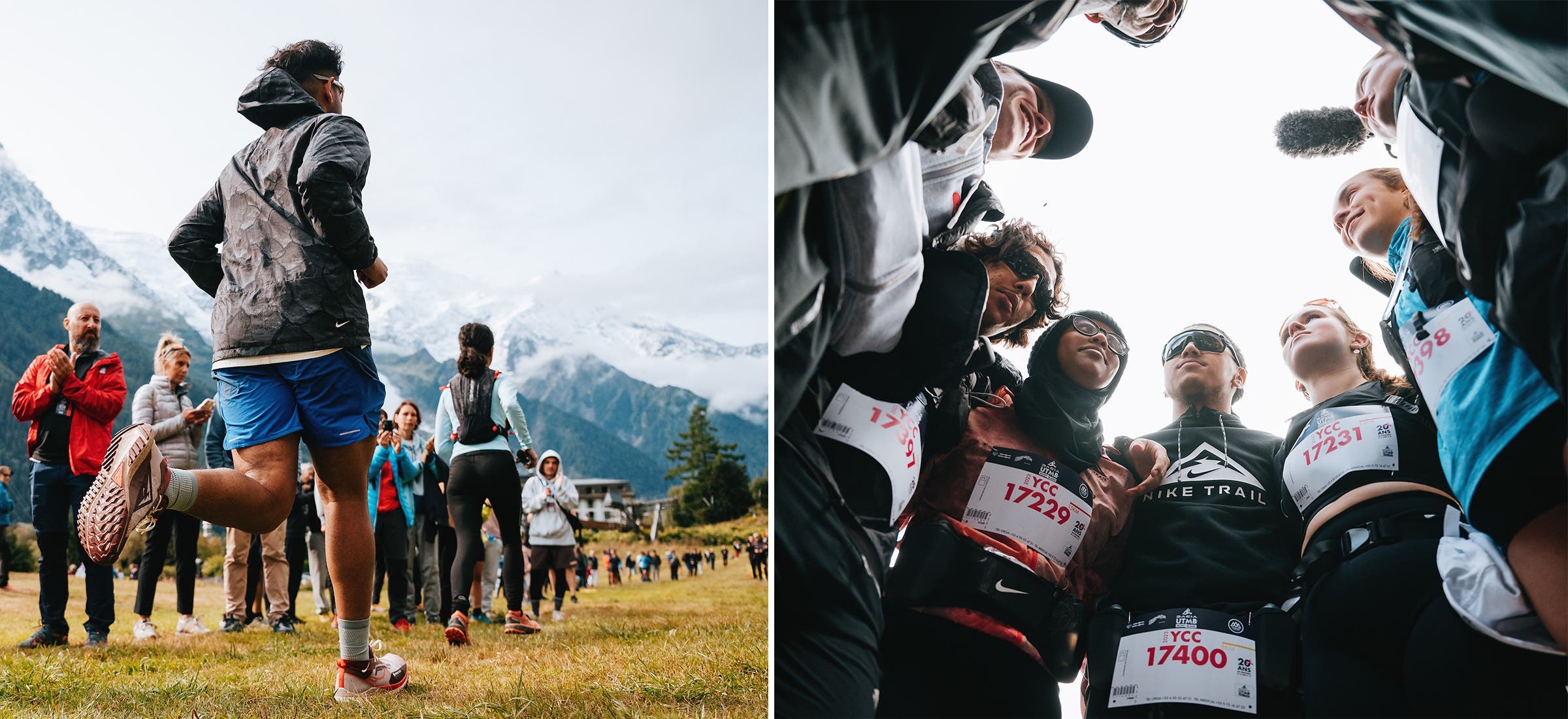 A two part photos of youth running