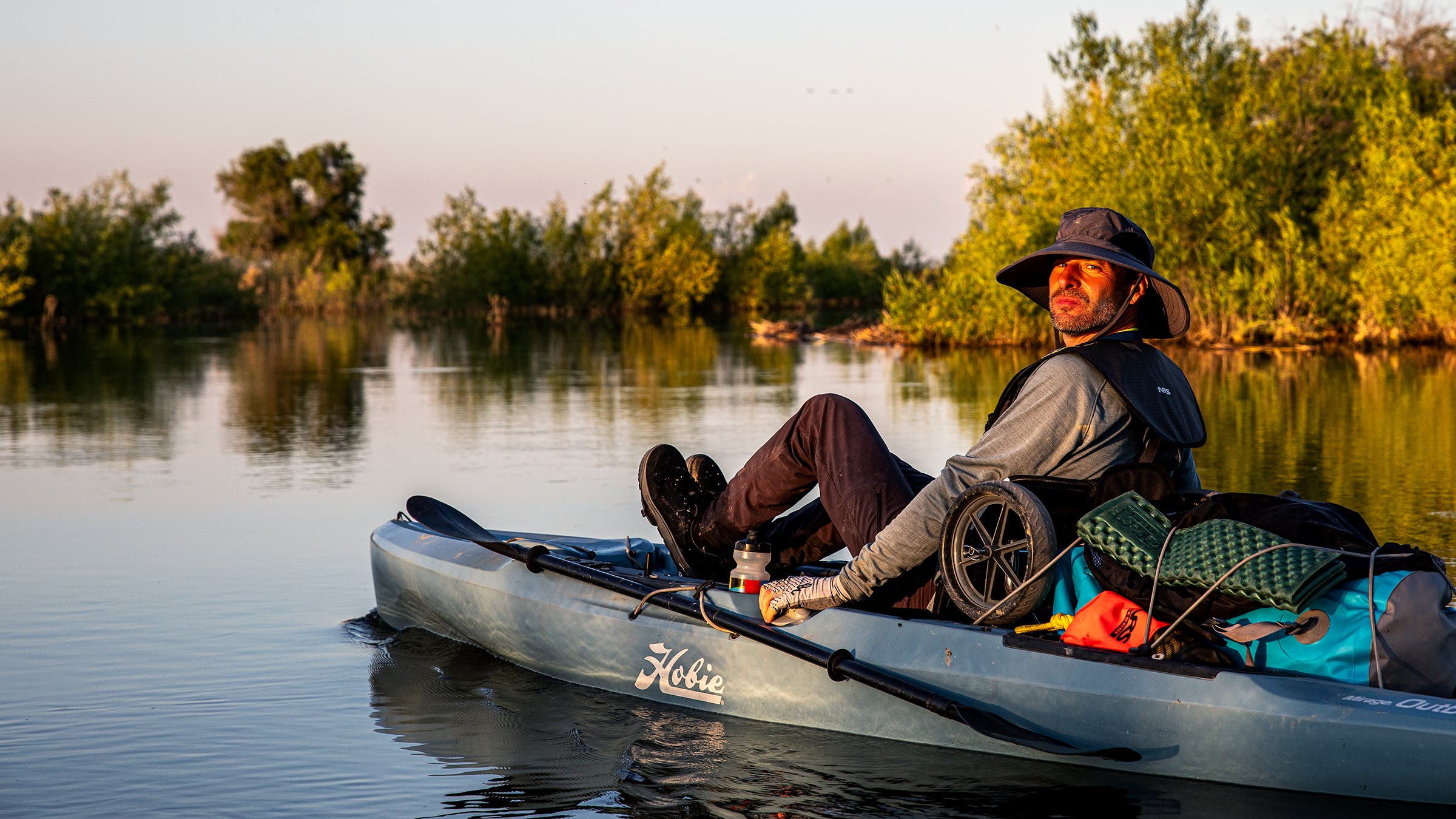 The author taking a break from the pedal-boat grind
