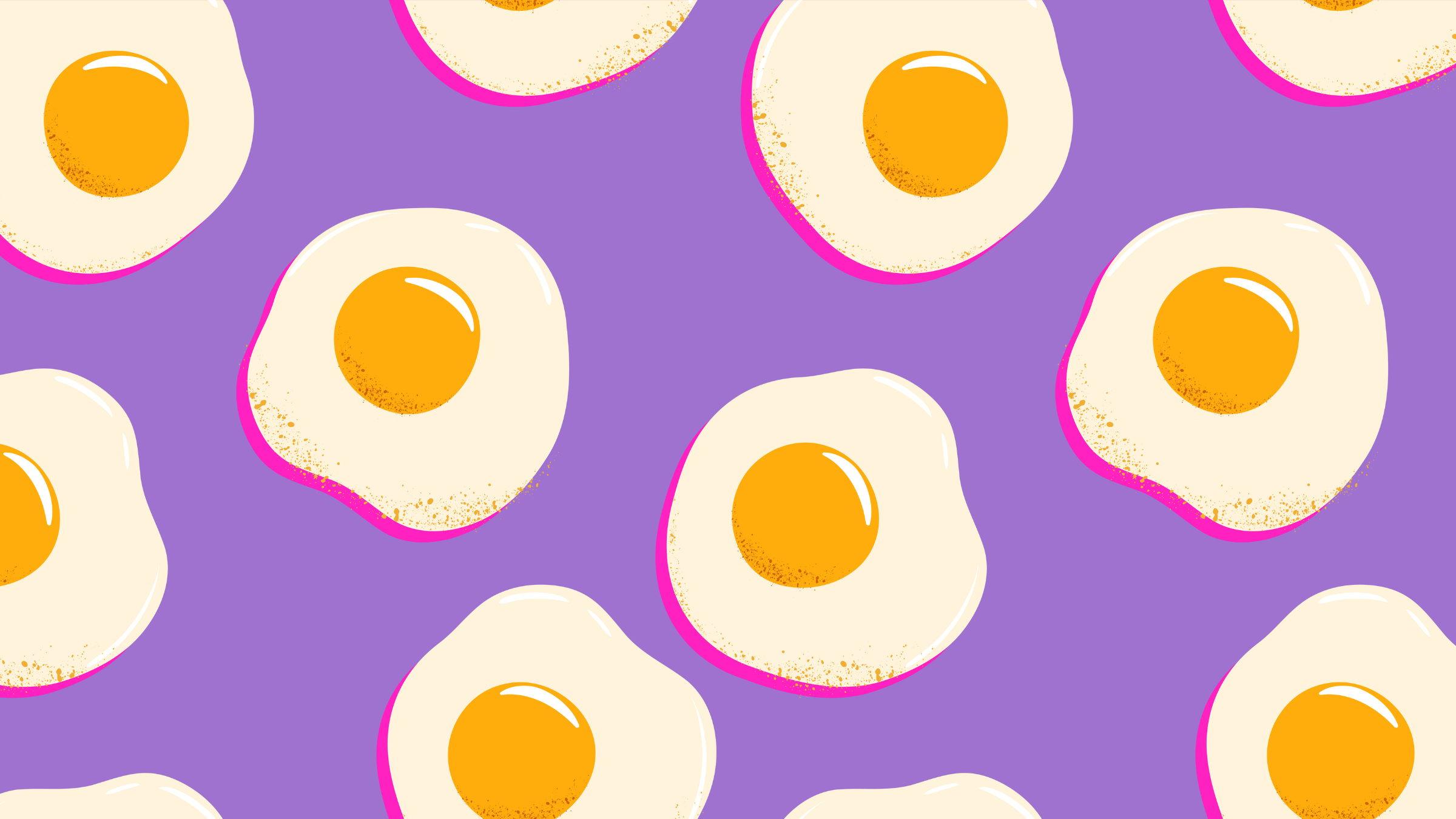 high protein breakfast with floating eggs on a purple background