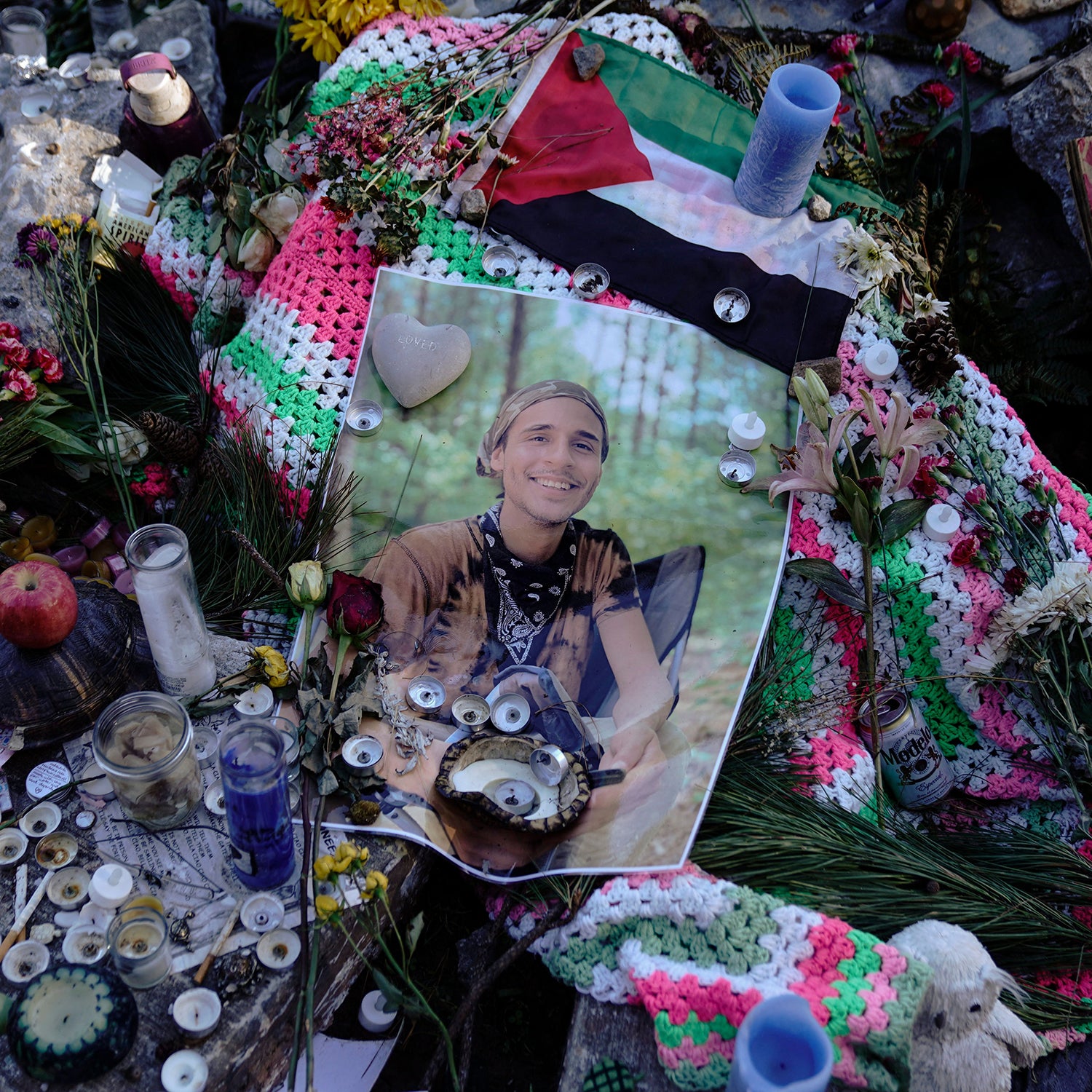 A makeshift memorial for Terán, who was killed by law enforcement on January 18, 2023, while protesting