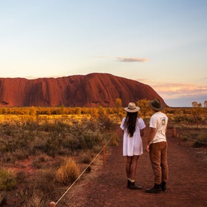 Uluru towers above the surrounding landscape in Australia