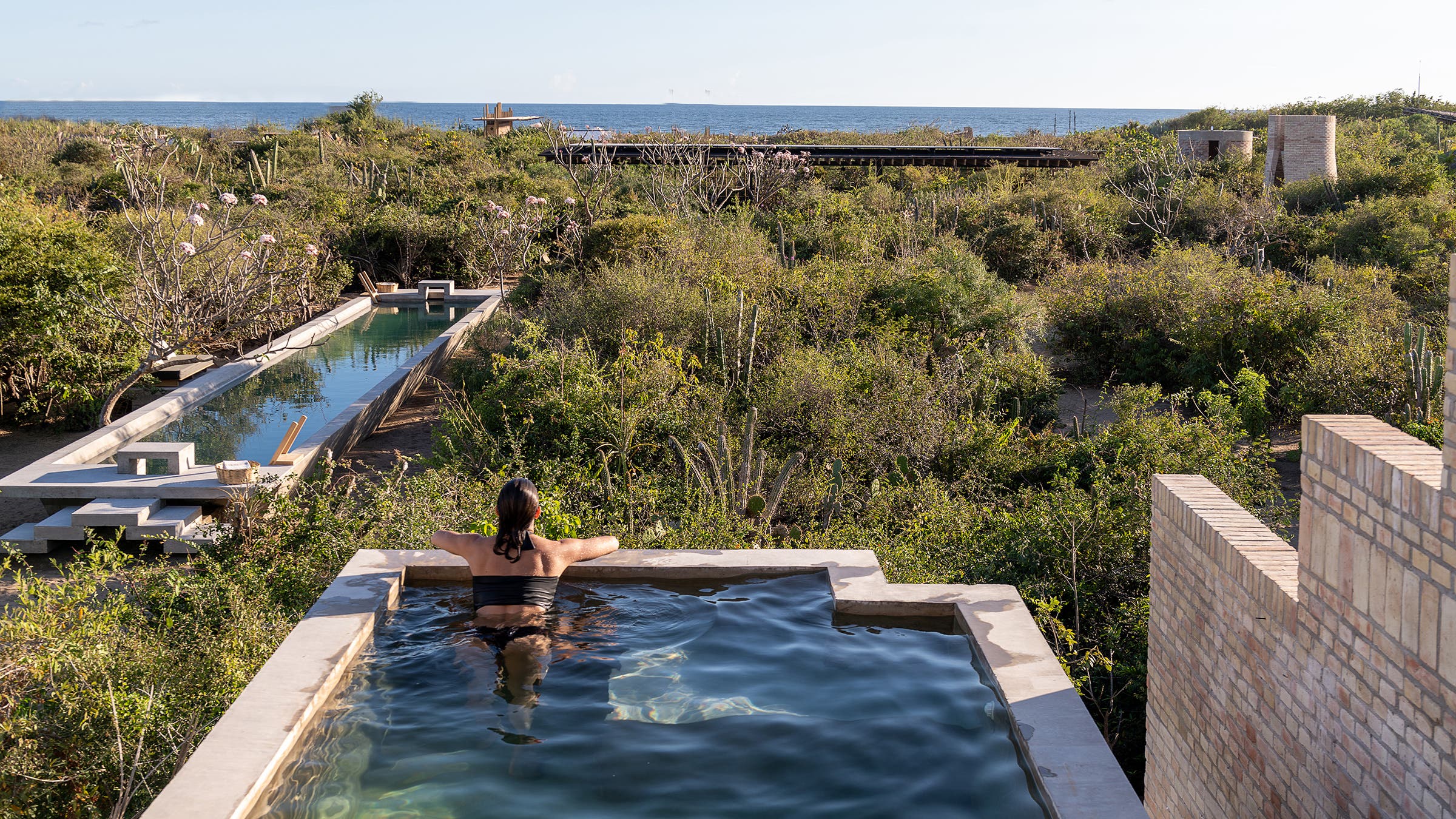 Private pools are integrated into the landscape of Hotel Terrestre.