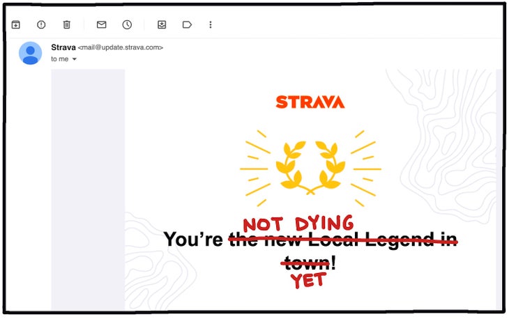You're Not Dying Yet Strava email illustration