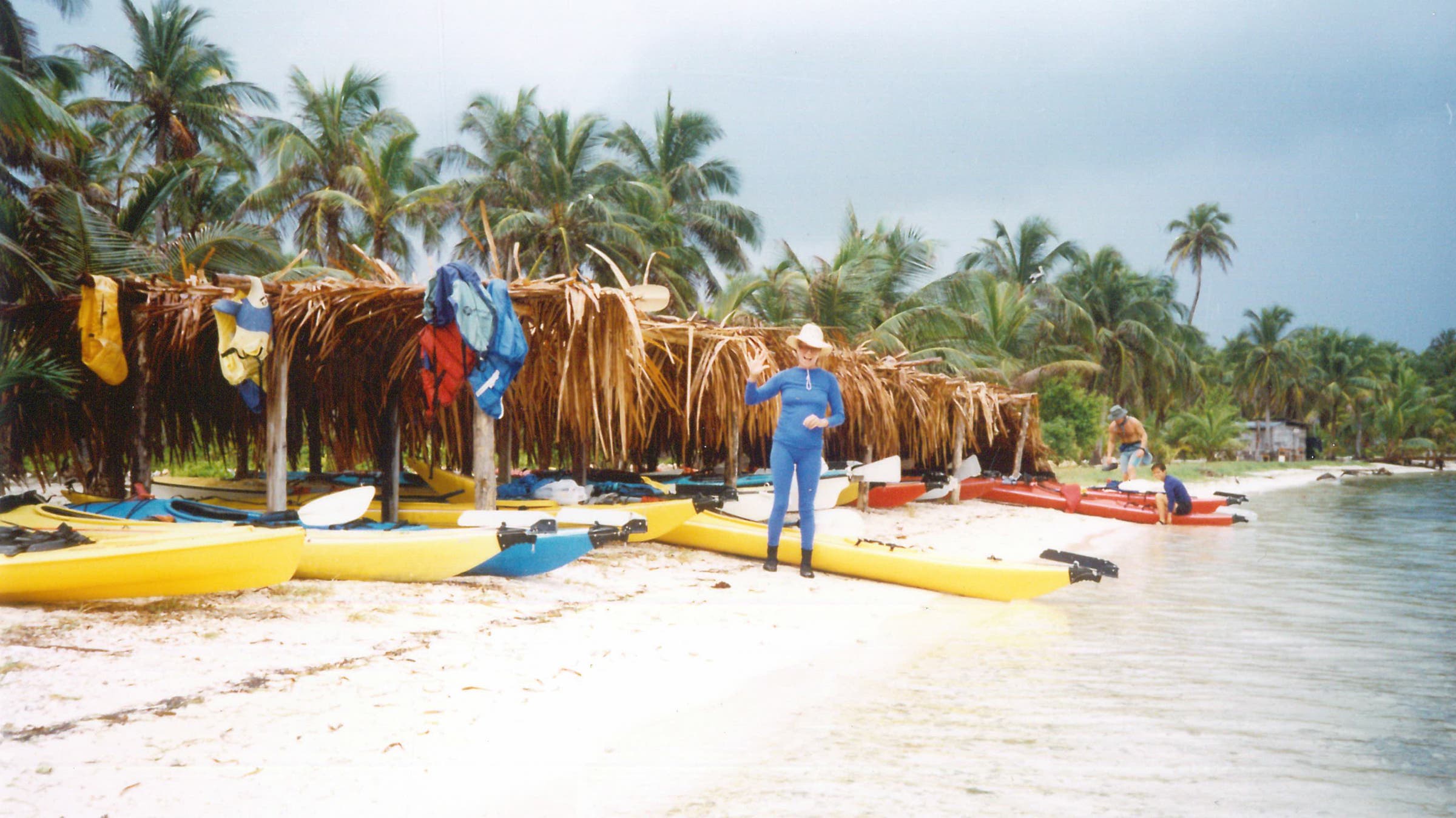 A ’97 guest gearing up for a paddle.