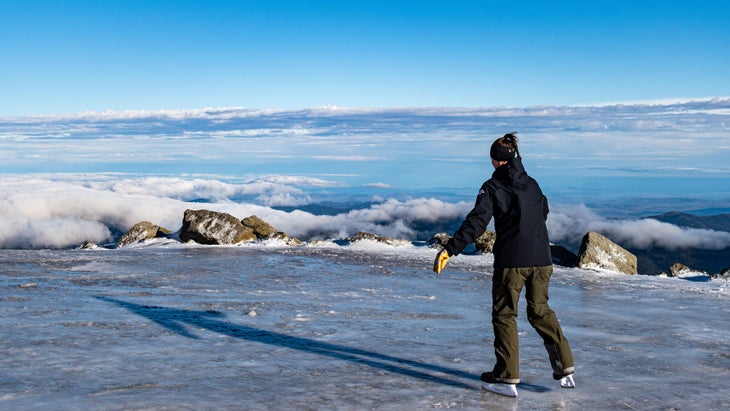 Alexandra Branton skates on Mount Washington. 