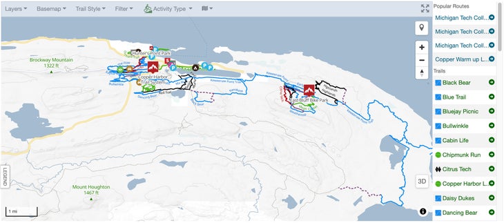 Copper Harbor Trailforks map