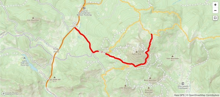 Hahns Peak via Fsr 490 Gaia GPS map