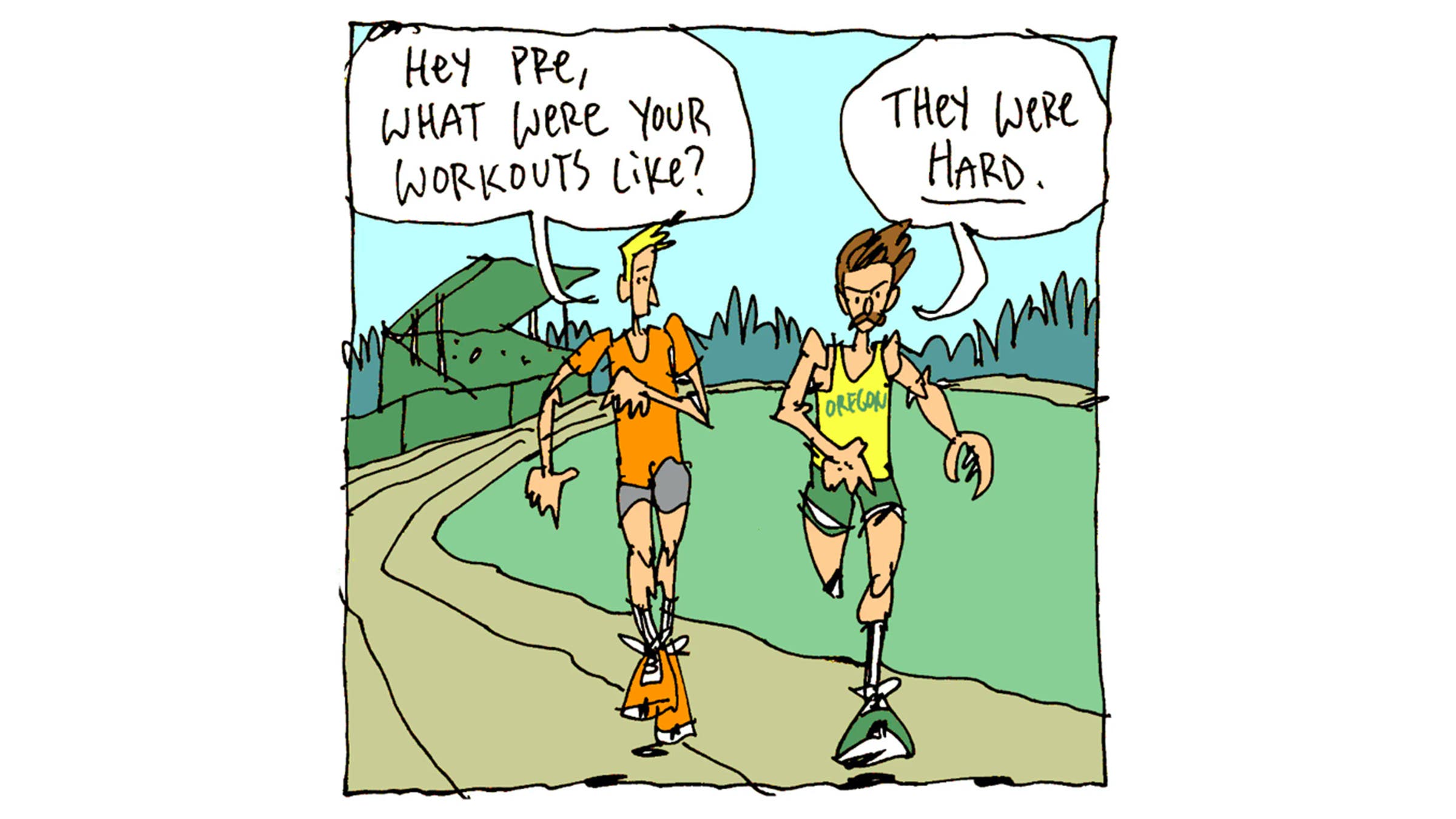 illustration of person running with steve prefontaine