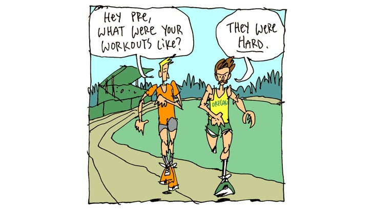 illustration of person running with steve prefontaine