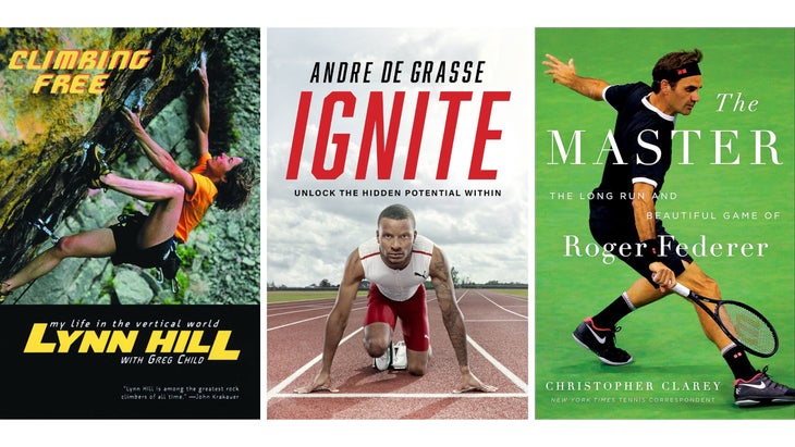 Climbing Free, by Lynn Hill; Ignite, by Andre De Grasse; The Master, by Christopher Clarey