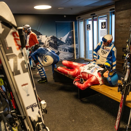 Tight racing suits meet tighter hamstrings.