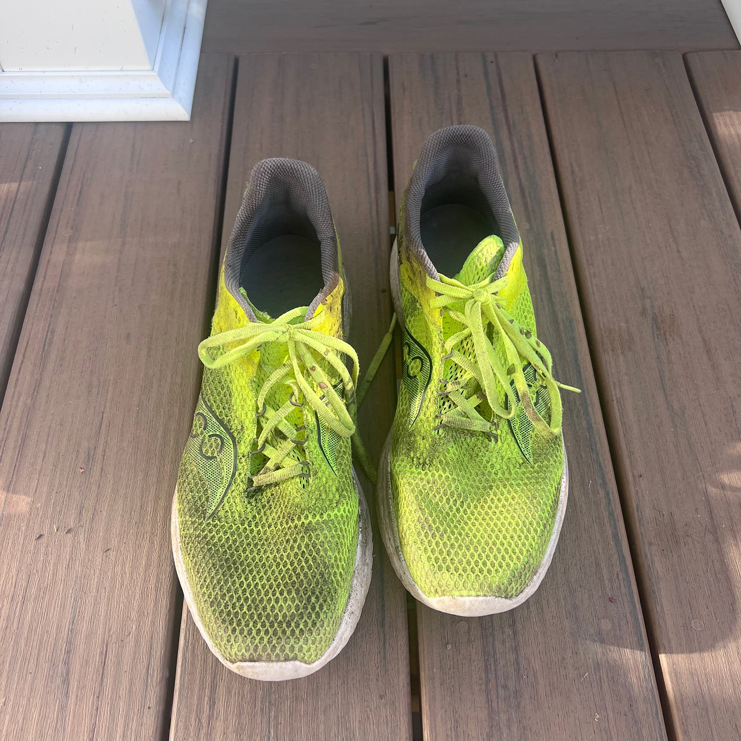 A pair of dirty running shoes
