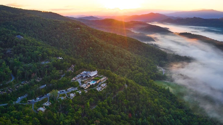 arial view of Blackberry Mountain, Walland, Tennessee