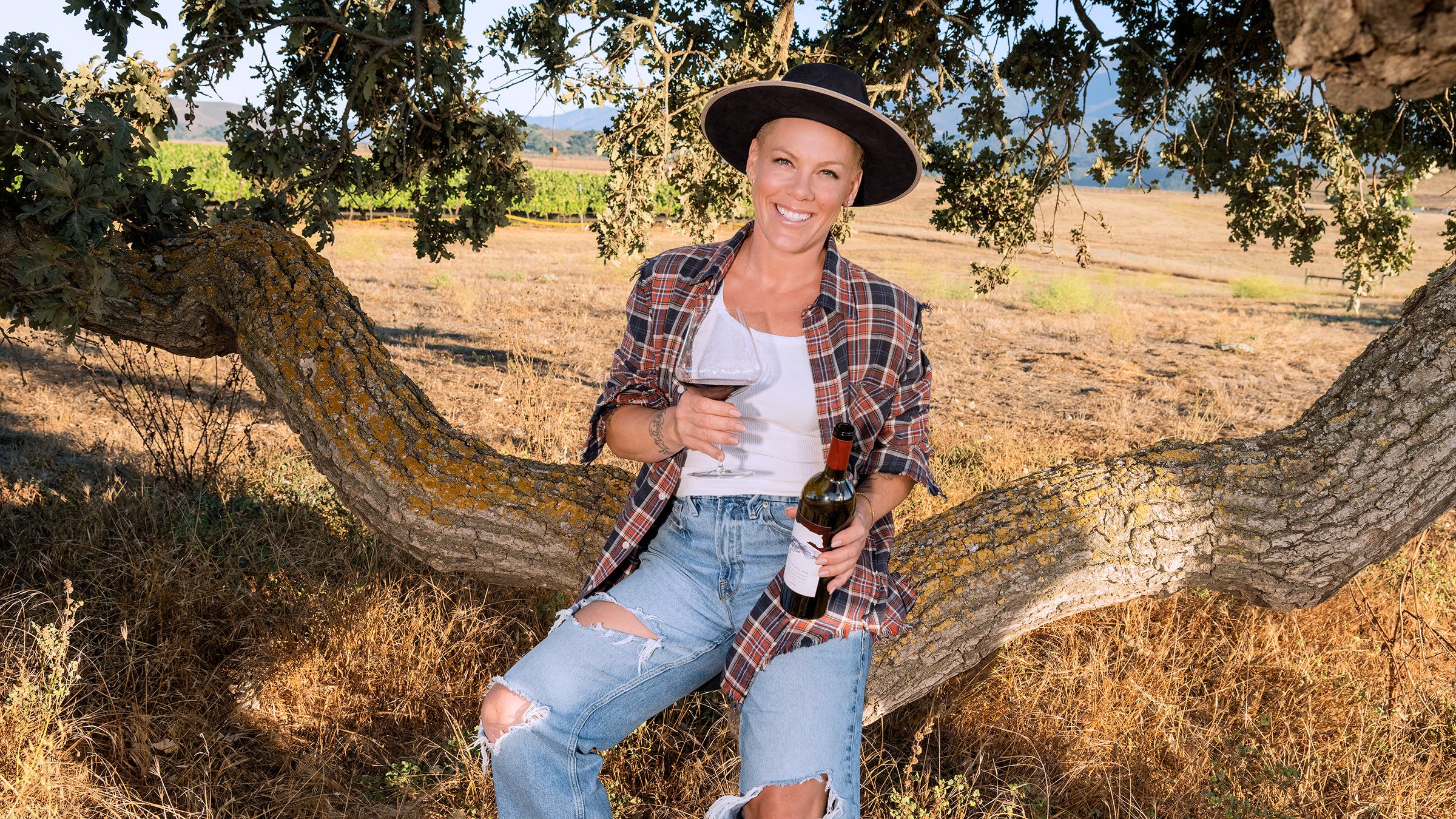 Alecia Moore (Pink) kicking back at her Southern California vineyard