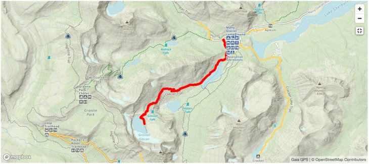 Grinnell Glacier Trail map