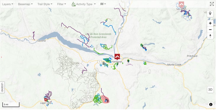 Kamloops mountain biking trails map