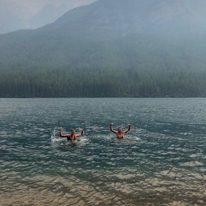 The author (right) and a friend at the end of a five-day backpacking trip in Glacier National Park