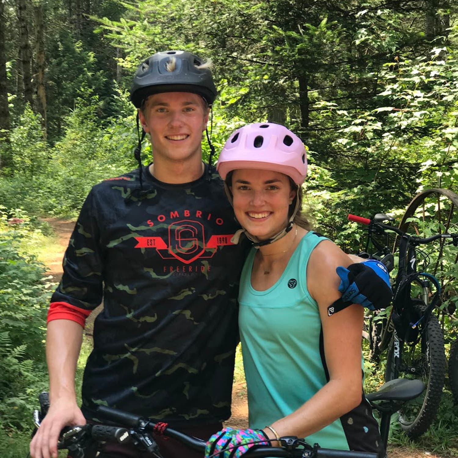 Matt and Moriah Wilson ride bikes on the Kingdom Trails in northern Vermont
