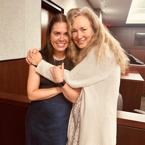 Karen Wilson and Caitlin Cash in the courtroom.