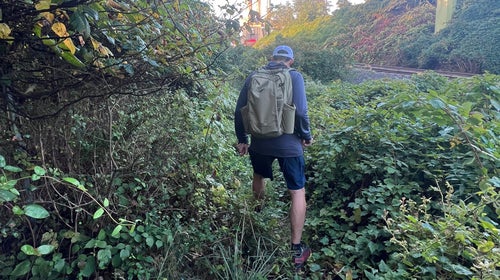 Paul Rosica hikes through a particularly green portion of the route.