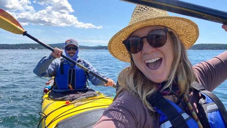 kayaking in the Puget Sound with Root Adventures wellness retreat