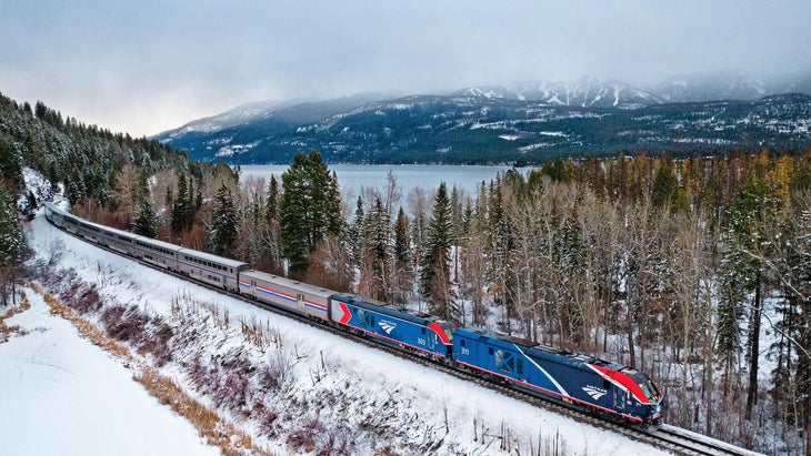 Empire Builder train near Whitefish, Montana