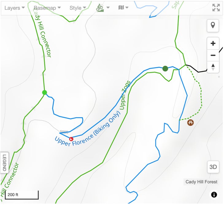 Upper Florence mountain bike trail map