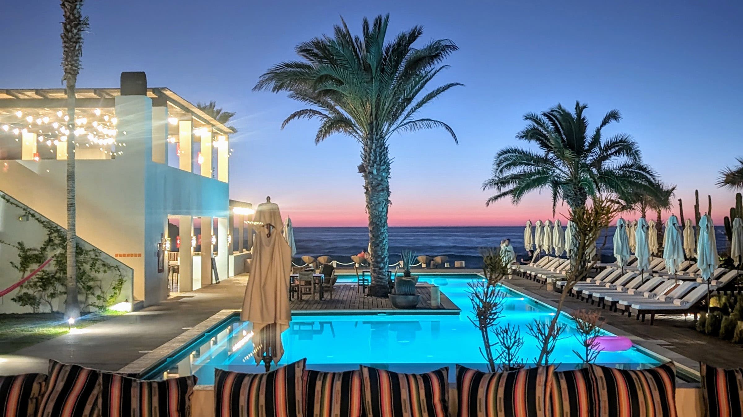 sunset and pool in todos santos at Hotel San Cristobal