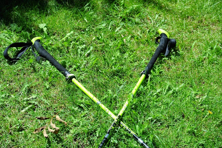 Leki hiking poles in grass