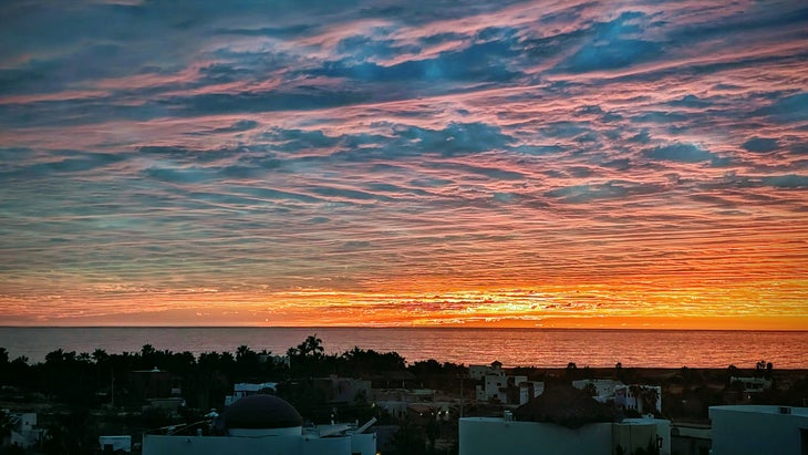 sunset view from a rental house in todos santos