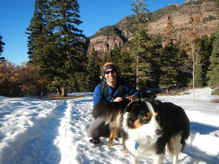 James Dziezynski and his border collies Fremont and Mystic