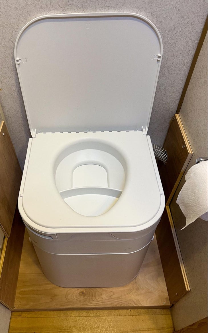 OGO Origin composting toilet installed in an Airstream.