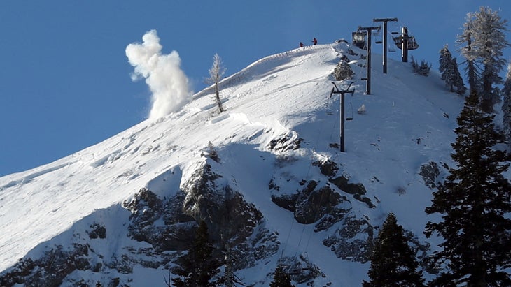 Crews mitigate avalanche danger below a ski lift