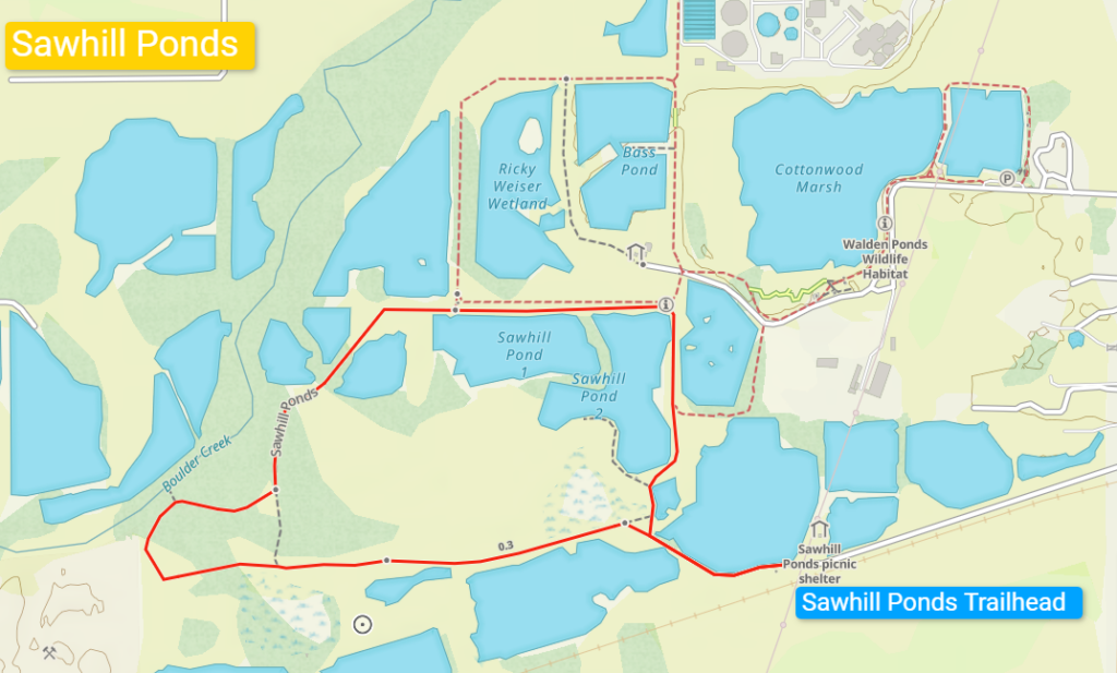 Map of Sawhill Ponds in Boulder, Colorado