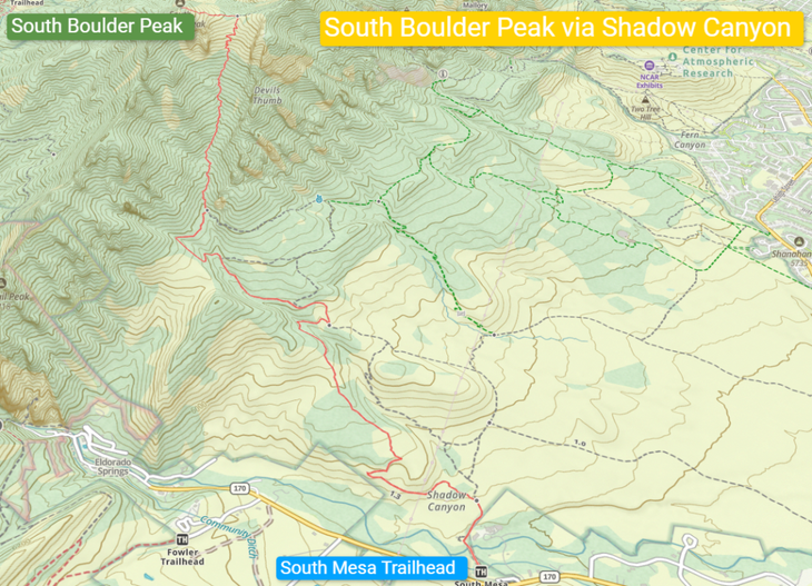 South Boulder Peak map