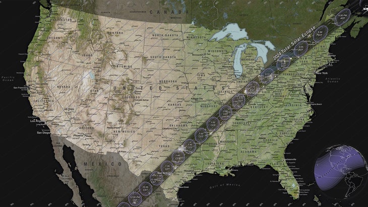 NASA map shows path of totality for solar eclipse April 2024