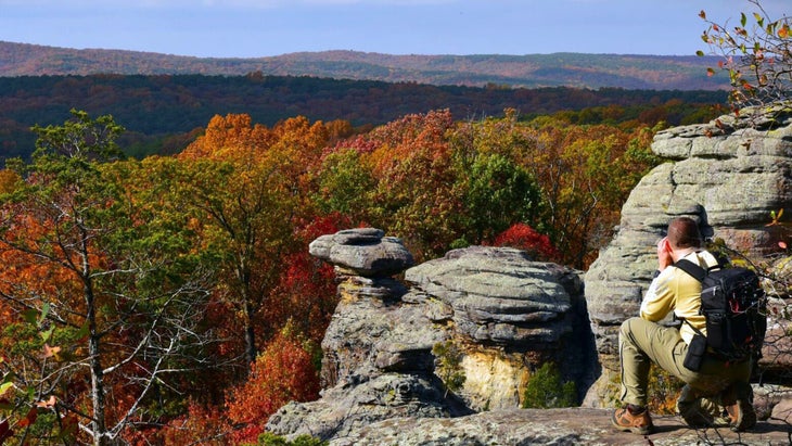 Man at overlook, Garden of the Gods, Shawnee National Forest, Illinois