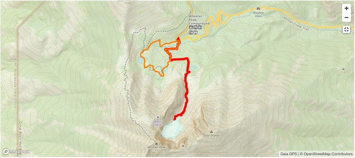 Glacier Sign Board via Bristlecone and Glacier Trail map