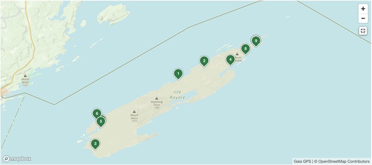 Best Hiking Trails in Isle Royale National Park map