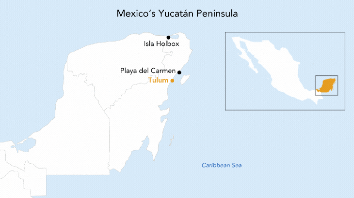 Map of Mexico's Yucatan Peninsula