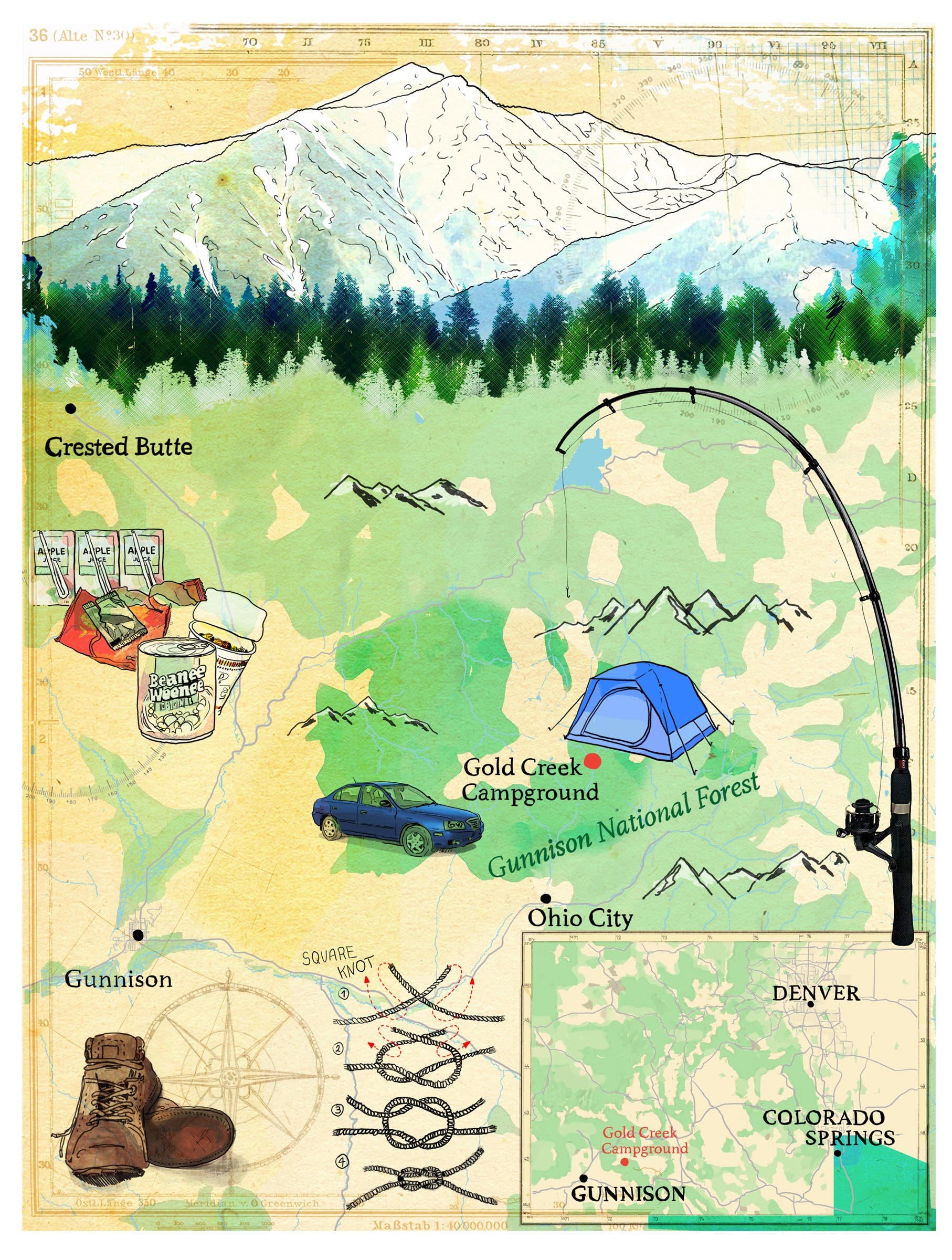 Map illustration of places in the story