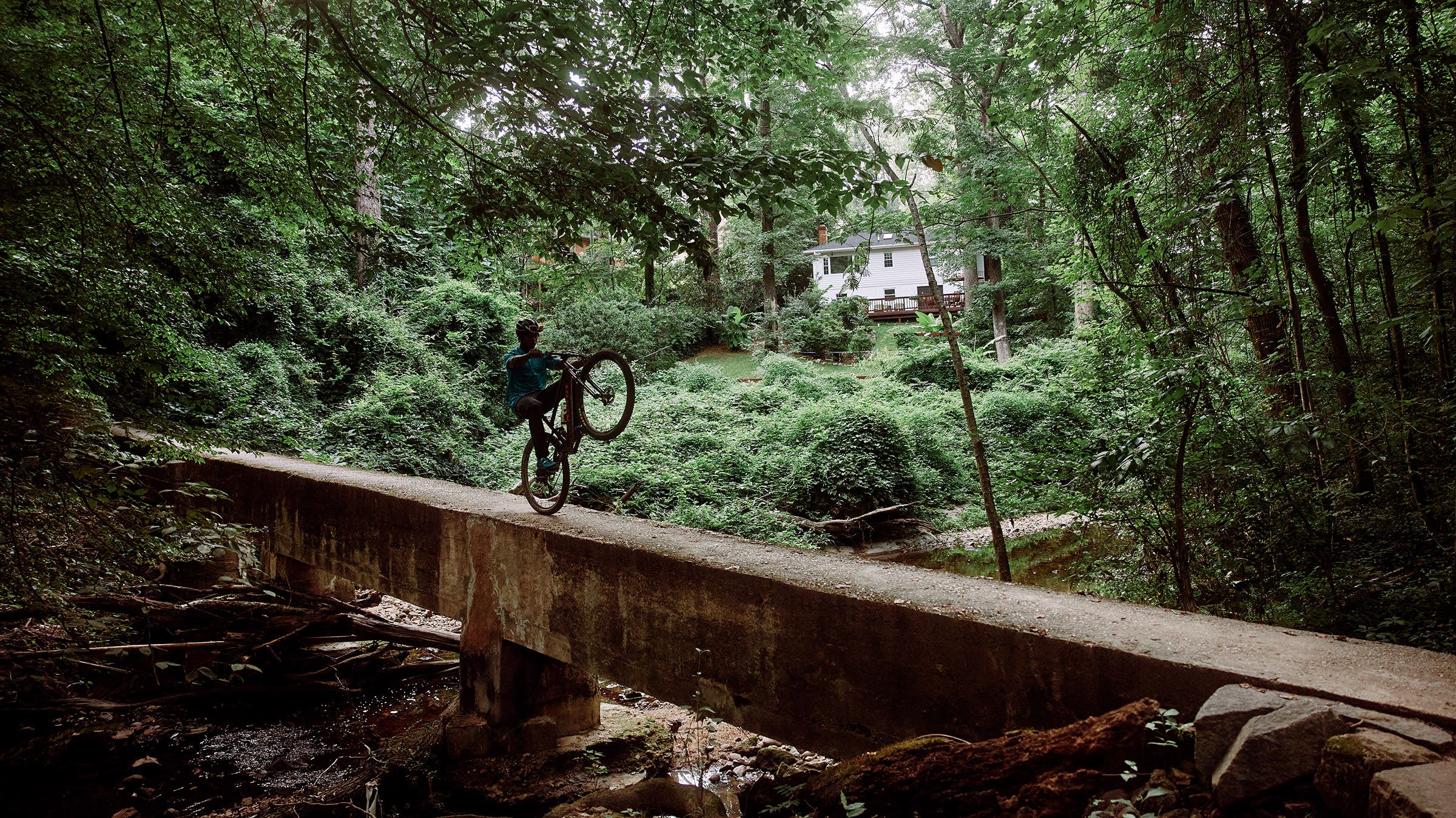 Korey practicing stunts at Forest Hill Park