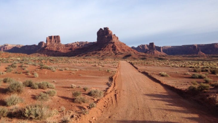 A remote road heads to massifs in Utah鈥檚 Valley of the Gods.